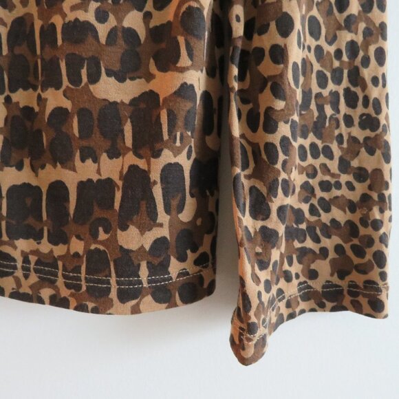 MAJESTIC FILATURES Soft Touch Long Sleeve Crewneck T Shirt Leopard Print Sz 2 - Picture 3 of 12
